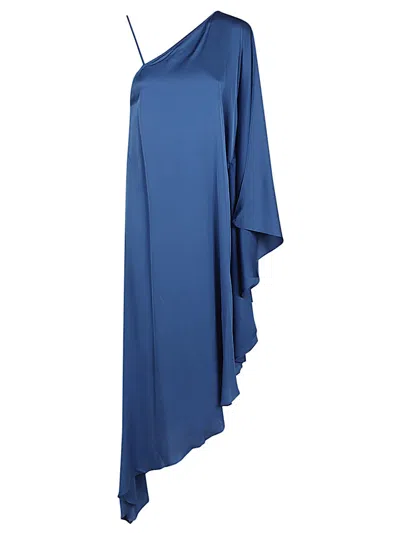 Silk95five Women's Long Asymmetrical Silk Dress In Blue