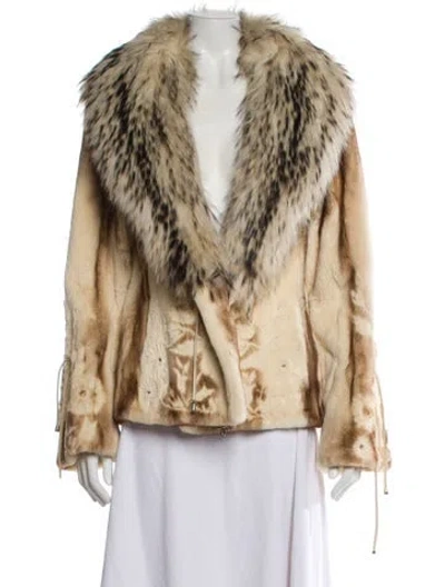 Pre-owned Silka Mink Animal Print Fur Jacket In Gold