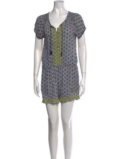 Pre-owned Silka Patterned V-neck Romper In Multi