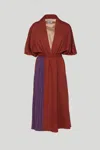 Silke Abito A Kimono Mattone Con Inserto Viola In Marrone