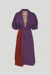 Silke Abito A Kimono Viola Con Inserto Mattone In Viola