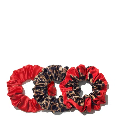Silke London Hair Scrunchies - Leopard Red In Leopard And Red