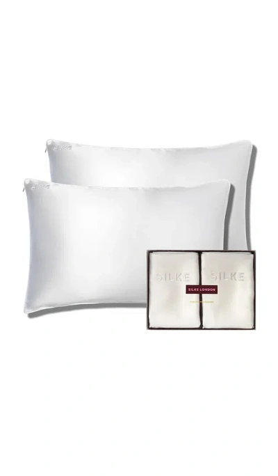 Silke London Queen Silk Pillowcase Duo In White