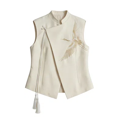 Silkinc Women's  Jinghong Swan Goose Waistcoat In Moon White