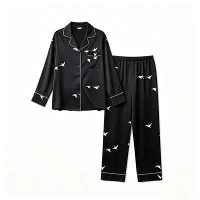 Silkinc Women's  Swan Goose Pajamas In Black & White