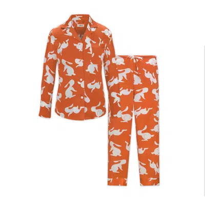 Silkinc Women's  White Rabbit Silk Pajamas Set In Red
