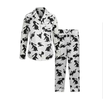 Silkinc Women's  White Rabbit Silk Pajamas Setin White