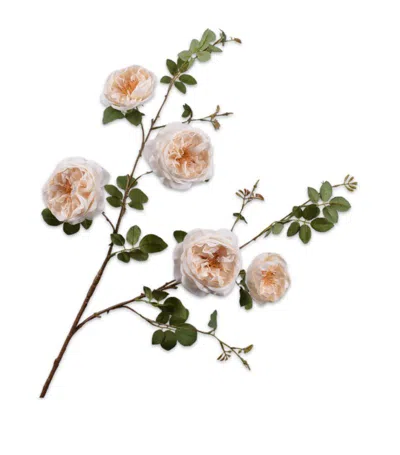 Silk-ka Silk Artificial Rose Branch In Neutral