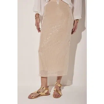 Silks Agua De Coco Sequin Skirt In Beige In Neturals