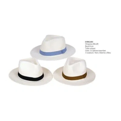 Silks Chapeau Belize White Hat With Blue Band