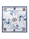 Silksilky 100% Mulberry Silk Printed Square Shawl Scarf 88*88cm In Blue