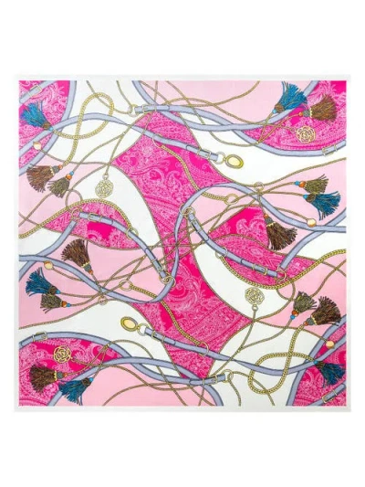 Silksilky 100% Mulberry Silk Printed Square Shawl Scarf 88*88cm In Pink