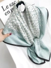 Silksilky 100% Mulberry Silk Printed Square Shawl Scarf In Green