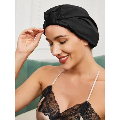 Silksilky 100% Mulberry Silk Sleep Bonnet In Black