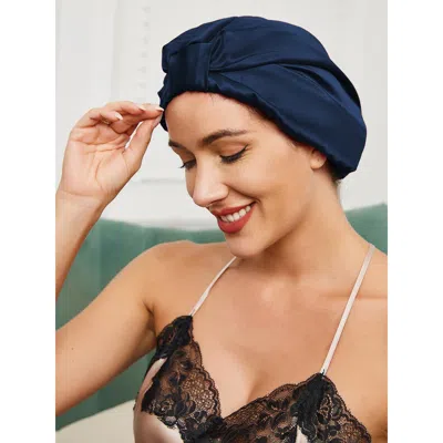 Silksilky 100% Mulberry Silk Sleep Bonnet In Blue