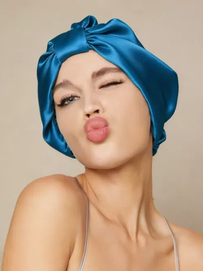 Silksilky 100% Mulberry Silk Sleep Bonnet In Teal
