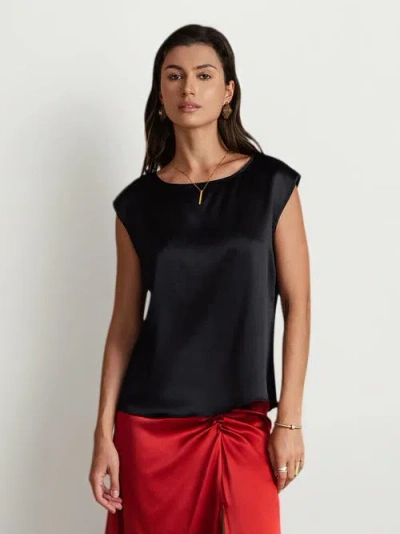 Silksilky 19momme Silk Casual Sleeveless Top In Black
