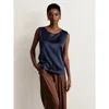 Silksilky 19momme Silk Fashionable Lounge Wide Straps Tank Top In Darkblue