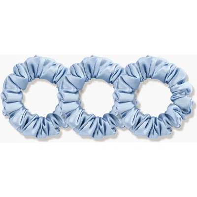 Silksilky 3pcs Bundle Pure Silk Classic Hair Scrunchies In Blue