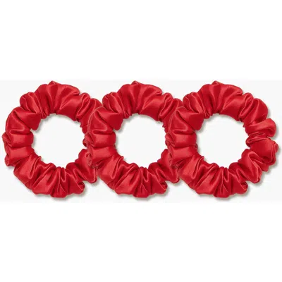 Silksilky 3pcs Bundle Pure Silk Classic Hair Scrunchies In Red