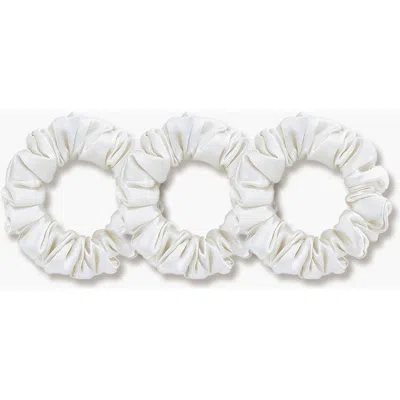Silksilky 3pcs Bundle Pure Silk Classic Hair Scrunchies In White
