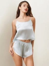 Silksilky Adjustable Spaghetti Strap Pure Silk Camisole Set In Lightblue