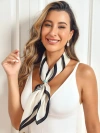 Silksilky Elegantly Designed Silk Printed Square Scarf In Black