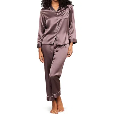 Silksilky Full Length Pure Silk Pajamas Set In Coffee