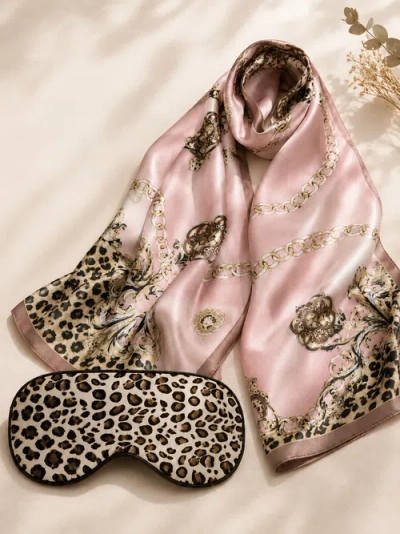 Silksilky Leopard Silk Scarf & Eye Mask Gift Set