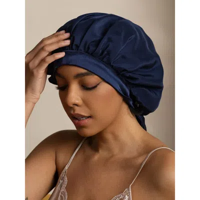 Silksilky Mulberry Silk Bonnet With Long Ribbons In Blue