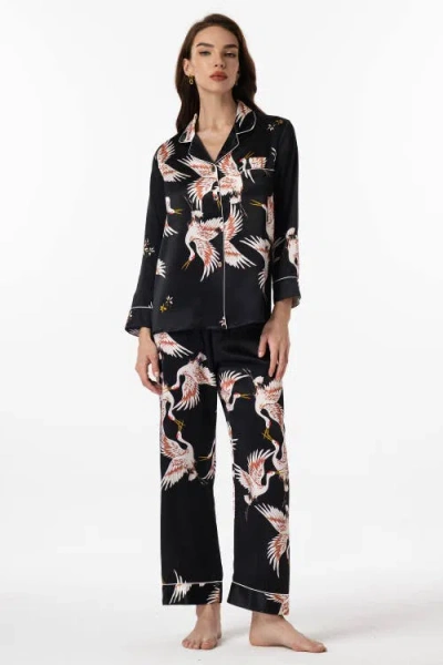 Silksilky Pajama Set With Classic Binding Trim