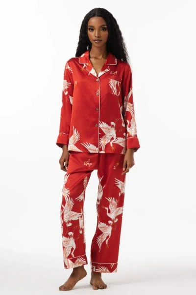 Silksilky Pajama Set With Classic Binding Trim