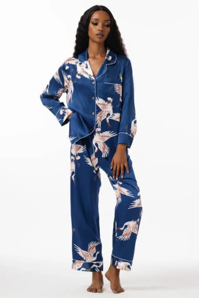 Silksilky Pajama Set With Classic Binding Trim