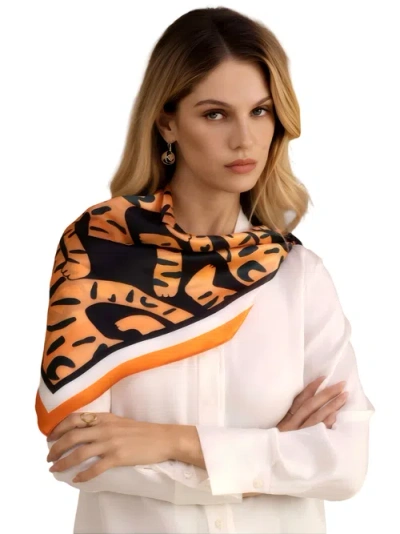 Silksilky Printed Square Silk Scarf In Black Tiger