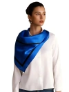 Silksilky Printed Square Silk Scarf In Blue