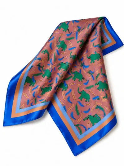 Silksilky Printed Square Silk Scarf In Clay Elephant