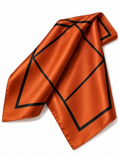 Silksilky Printed Square Silk Scarf In Orange Square