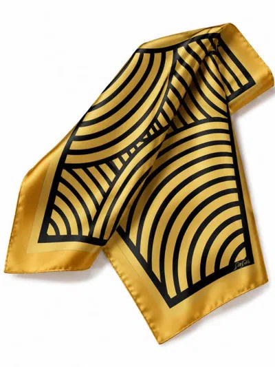Silksilky Printed Square Silk Scarf In Yellow Arcs