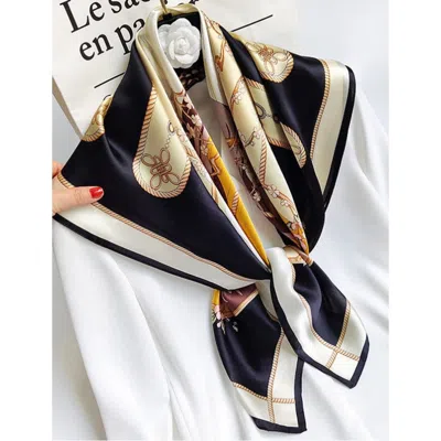 Silksilky Pure Mulberry Silk Printed Square Shawl Scarf In Metallic