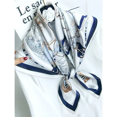 Silksilky Pure Mulberry Silk Printed Square Shawl Scarf In Neutral