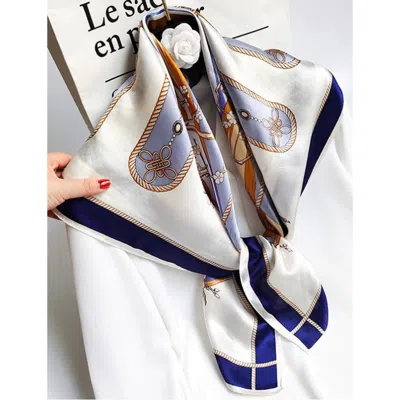 Silksilky Pure Mulberry Silk Printed Square Shawl Scarf In Neutral