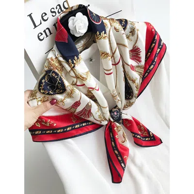 Silksilky Pure Mulberry Silk Printed Square Shawl Scarf In Red