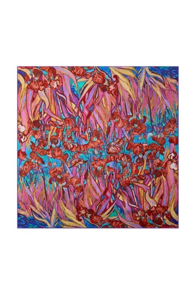 Silksilky Pure Silk Abstract Square Scarf In Multi
