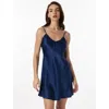 Silksilky Pure Silk Adjustable Spaghetti Strap Nightgown Slip Dress In Blue