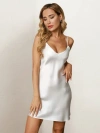 Silksilky Pure Silk Adjustable Spaghetti Strap Nightgown Slip Dress In White
