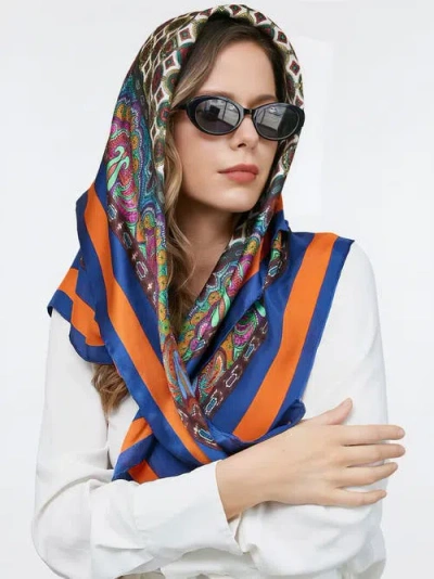 Silksilky Pure Silk Bohemian Square Scarf In Multi