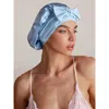 Silksilky Pure Silk Bowknot Tie Bonnet In Blue