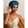 Silksilky Pure Silk Bowknot Tie Bonnet In Blue