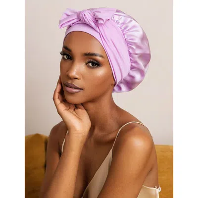 Silksilky Pure Silk Bowknot Tie Bonnet In Purple