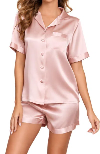 Silksilky Pure Silk Casual Short Pajamas In Pink